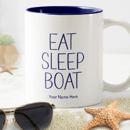 Caneca De Café Em Dois Tons Coma Dormir Barco Divertido Capitão Pesca Humor