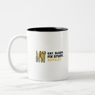 Caneca De Café Em Dois Tons Coma Dormir Consertar Coisas Repetir