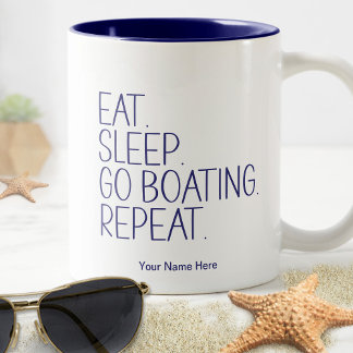 Caneca De Café Em Dois Tons Coma Dormir Ir De Barco Repetir Humor Divertido Ca