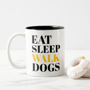Caneca De Café Em Dois Tons Coma Dormir Passear Cães - Pais de Animais de Esti