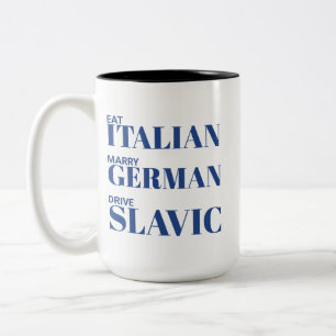 Caneca De Café Em Dois Tons Coma Italiano Dirija Alemão Case com Eslavo Citaçã