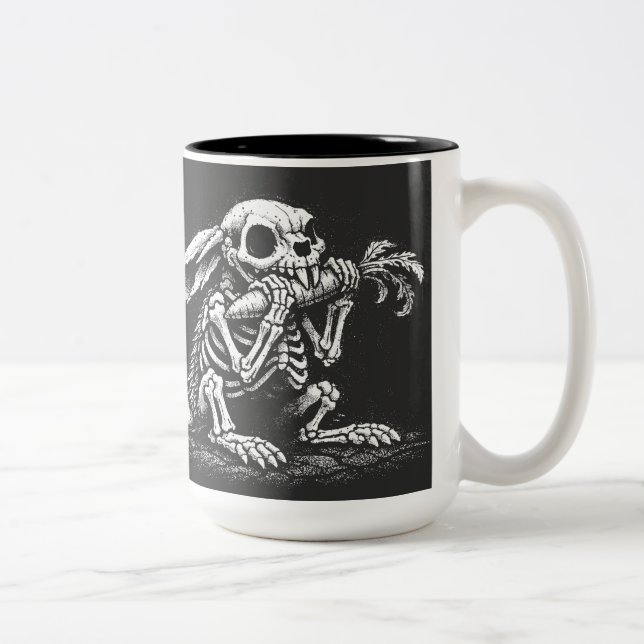 Caneca De Café Em Dois Tons Coma Legumes – Coelho Morto por BurnsInHell (Direita)