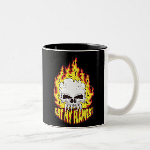 Caneca De Café Em Dois Tons Coma meu crânio de chamas