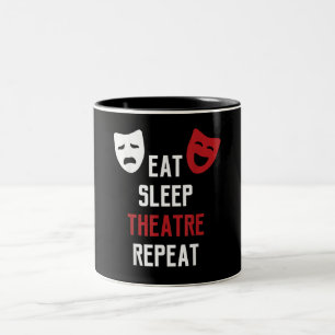 Caneca De Café Em Dois Tons Coma o teatro do sono Repetir Presente Musical