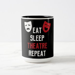 Caneca De Café Em Dois Tons Coma o teatro do sono Repetir Presente Musical