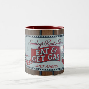 Caneca De Café Em Dois Tons Coma & obtenha a parada do resto do gás