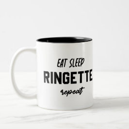 Caneca De Café Em Dois Tons Coma os presentes do reprodutor de Ringette Repeti