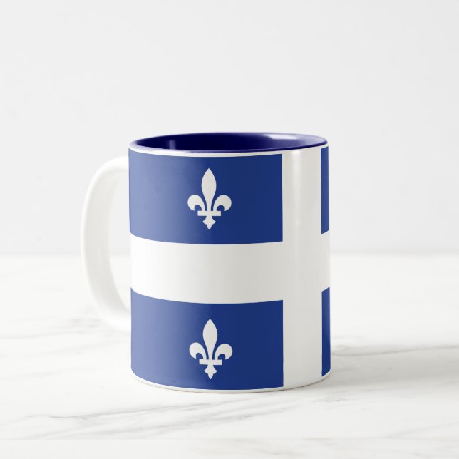 Caneca De Café Em Dois Tons Combo Mug Da Bandeira Do Quebec (Frente Esquerda)