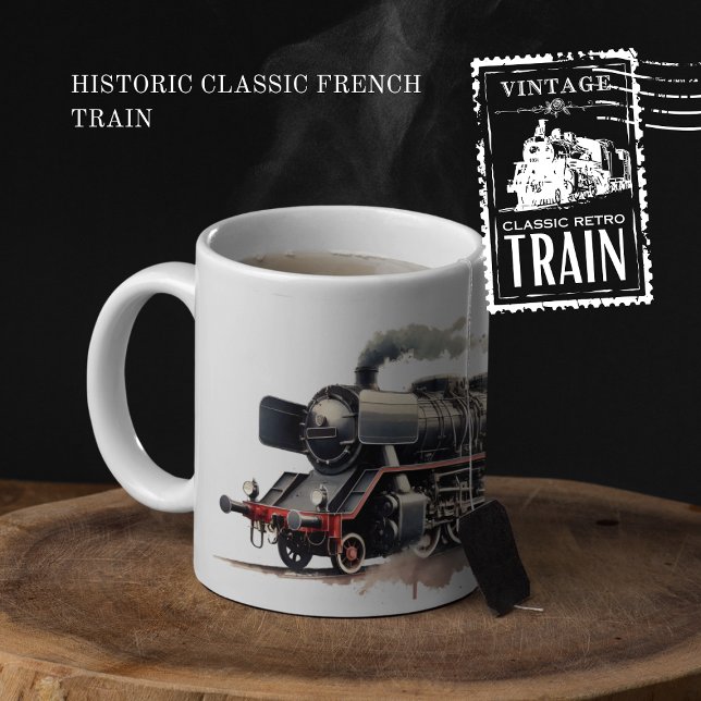 Caneca De Café Em Dois Tons Comboio francês clássico histórico (Historic Classic French Train cover from The Beekeeper Store)
