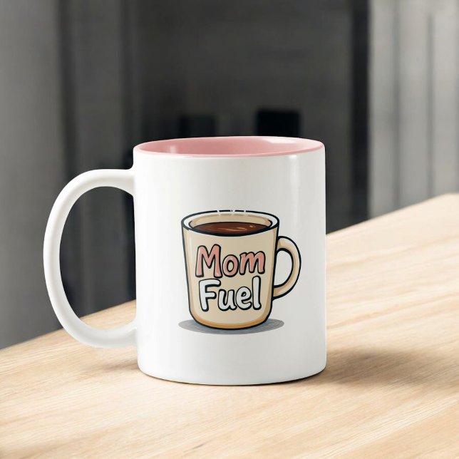Caneca De Café Em Dois Tons Combustível de Mãe | Mãe Divertida Amante de Café (Criador carregado)
