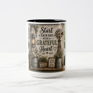 Caneca De Café Em Dois Tons Comece Cada Dia Com Uma Cortina De Banheiro Estilo