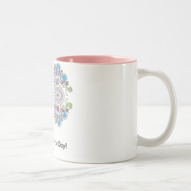 Caneca De Café Em Dois Tons "Comemore seu dia!" Theresa Hartman (Direita)