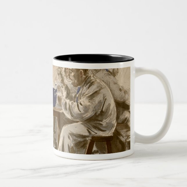 Caneca De Café Em Dois Tons Comendo a sopa nas casernas, 'de L'Estampe Moder (Direita)