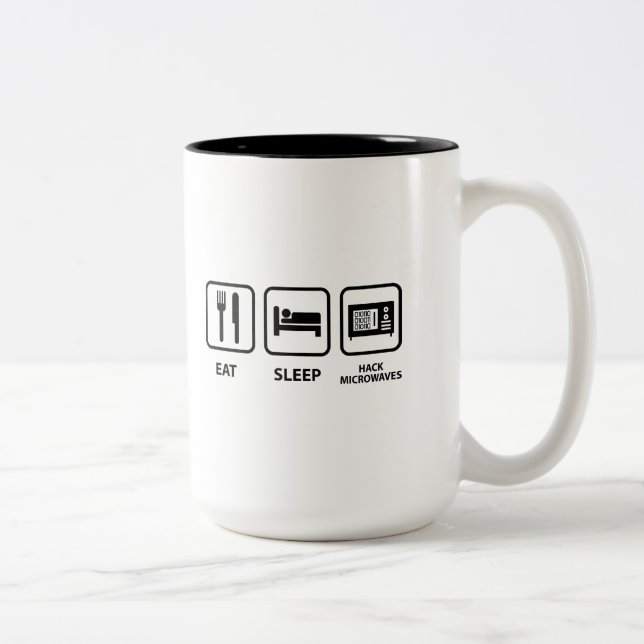 Caneca De Café Em Dois Tons Comer Dormir Hack Micro-ondas (Direita)