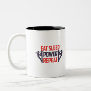 Caneca De Café Em Dois Tons comer dormir Poder repetir Funny Lineman pai de pr