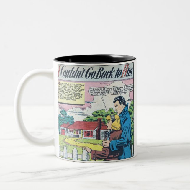 Caneca De Café Em Dois Tons Comic Romântico 1950 (Esquerda)