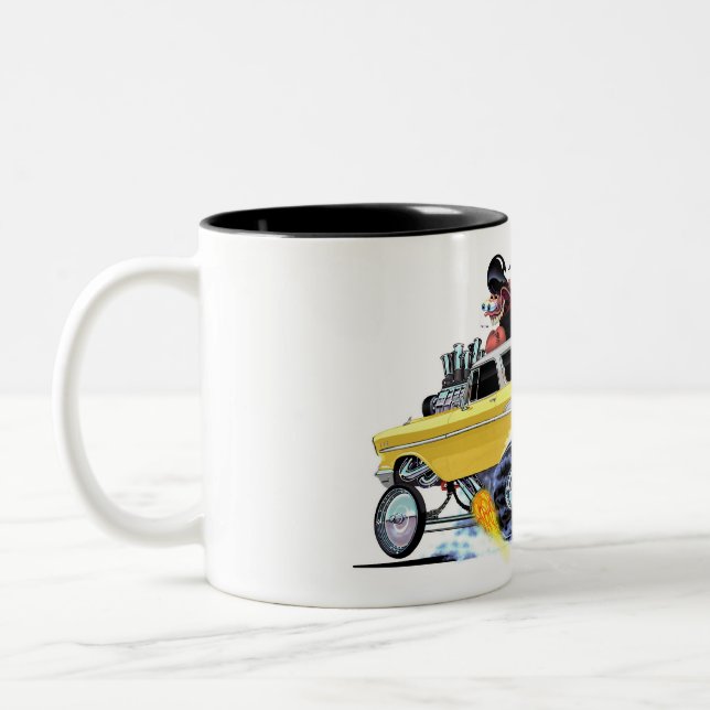 Caneca De Café Em Dois Tons Comida FAST 1956 Chevy GASSER (Esquerda)