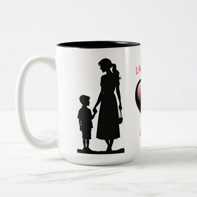 Caneca De Café Em Dois Tons Como Mãe Como Filho Silhouette 15 oz Mug (Esquerda)