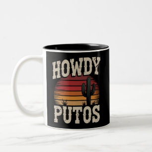 Caneca De Café Em Dois Tons Como vai Putos Cacto Engraçado Retro Vintage