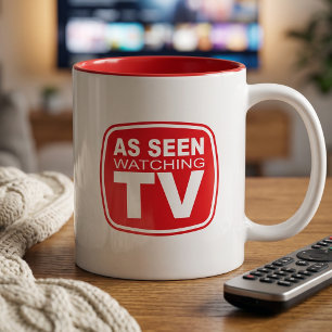 Caneca De Café Em Dois Tons Como visto assistindo TV