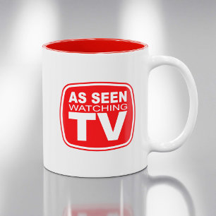 Caneca De Café Em Dois Tons Como visto assistindo TV