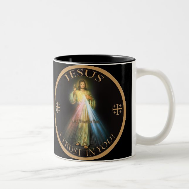 CANECA DE CAFÉ EM DOIS TONS COMPAIXÃO DIVINO, JESUS QUE EU CONFIO EM VOCÊ (Direita)