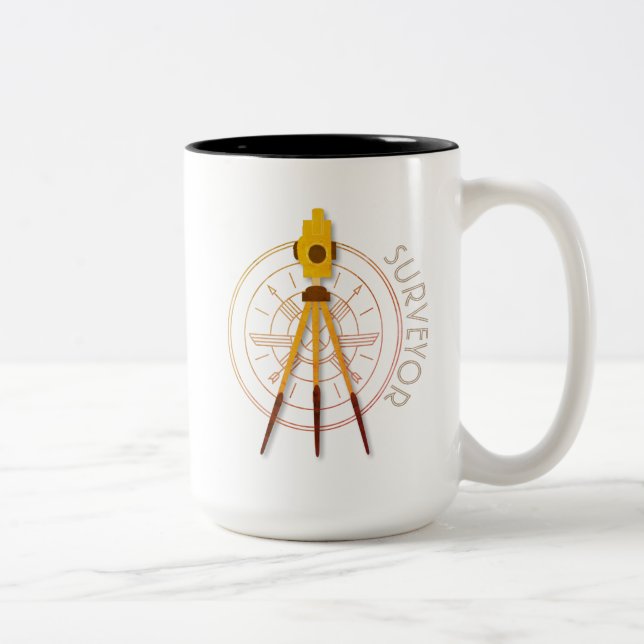 Caneca De Café Em Dois Tons Compasso do topógrafo da terra (Direita)