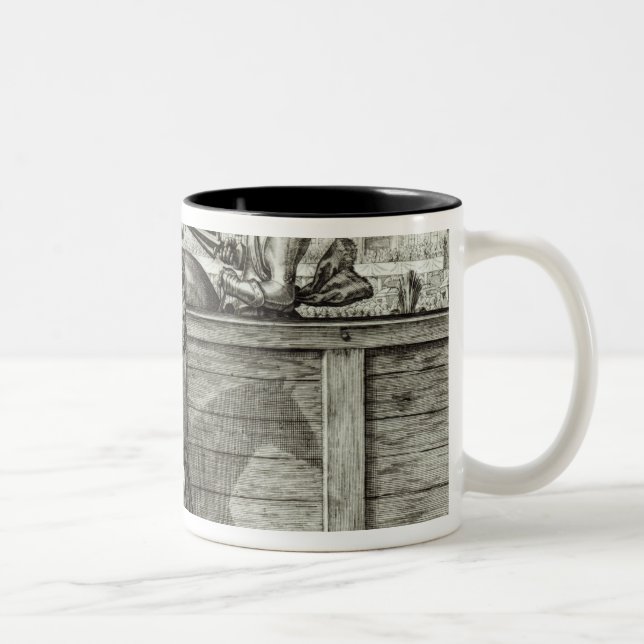 Caneca De Café Em Dois Tons Competiam Jousting em um quadrado (Direita)