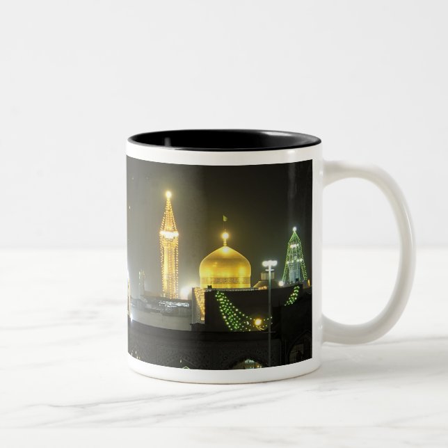 Caneca De Café Em Dois Tons Complexo do Santuário do Imame Reza à noite, Mashh (Direita)