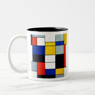 Caneca De Café Em Dois Tons Composição A Piet Mondrian