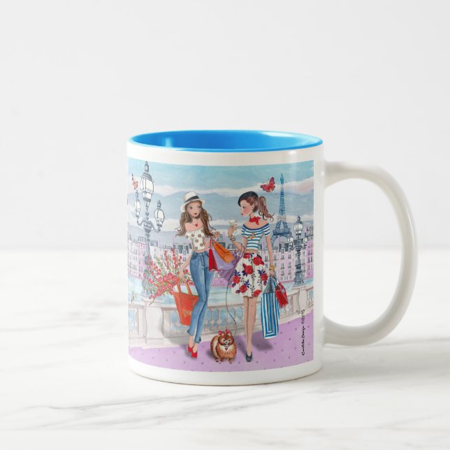 Caneca De Café Em Dois Tons Comprando em Paris | Mug (Direita)