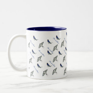 Caneca De Café Em Dois Tons Comprimir padrão de aves