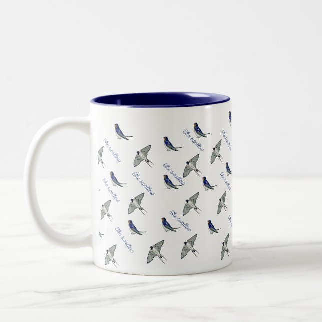 Caneca De Café Em Dois Tons Comprimir padrão de aves (Esquerda)
