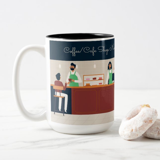 Caneca De Café Em Dois Tons Compro de Café Personalizado (Com Donut)