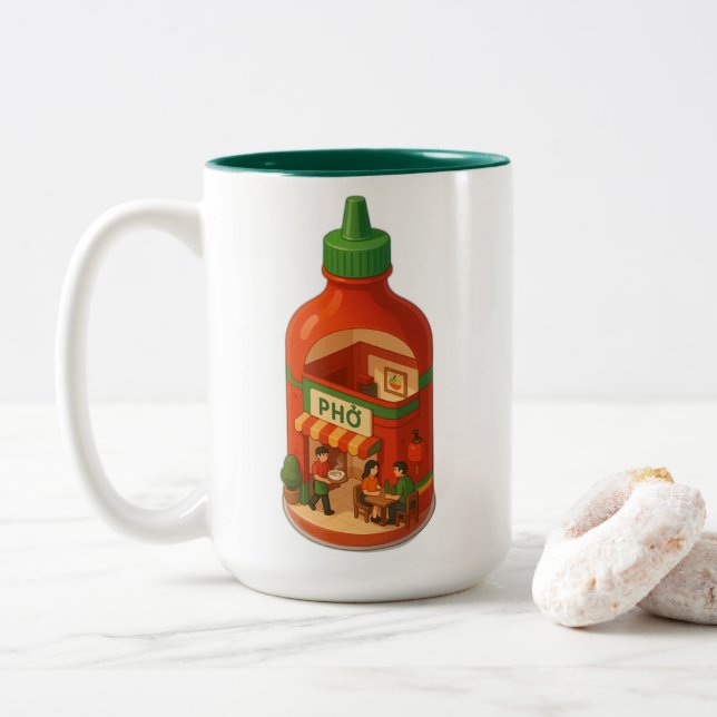Caneca De Café Em Dois Tons Compro Sriracha Pho (Com Donut)