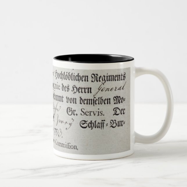 Caneca De Café Em Dois Tons Comprovante de aquartelamento, 1759 (Direita)