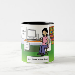 Caneca De Café Em Dois Tons Computador Lover, Funcionário de TI - Cartoon femi