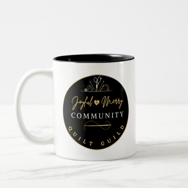 Caneca De Café Em Dois Tons Comunidade Joyful e Feliz do Quilly Guild (Esquerda)