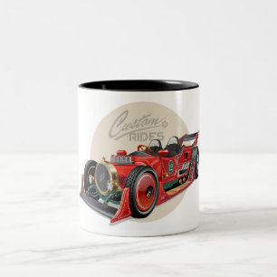 Caneca De Café Em Dois Tons Conceito de carro de retrocorrida personalizado