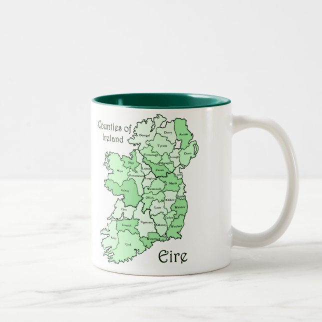 Caneca De Café Em Dois Tons Condados do mapa de Ireland (Direita)