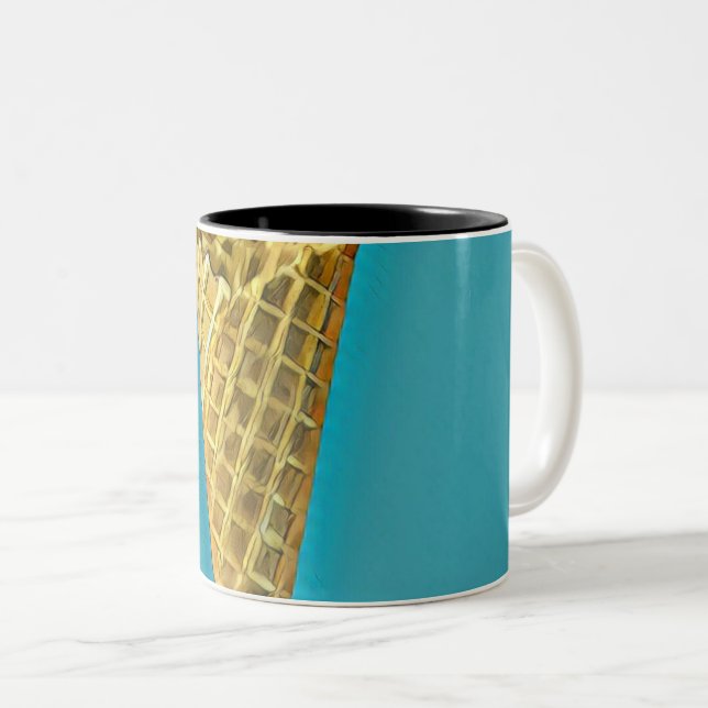Caneca De Café Em Dois Tons Cone de waffle para amantes de sorvetes (Frente Esquerda)