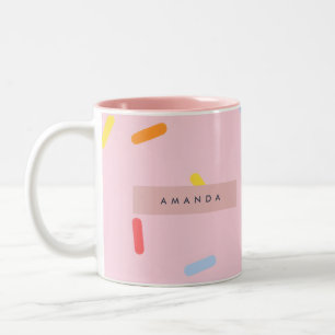 Caneca De Café Em Dois Tons Confete Personalizado de Sprinkles Rosa Pastel