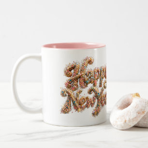 Caneca De Café Em Dois Tons Confetes Brilhantes Feliz Ano Novo