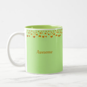 Caneca De Café Em Dois Tons Confetti do ouro e Texto Personalizado no Verde li