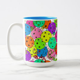 Caneca De Café Em Dois Tons Confetti e Balões-de-Pickleball