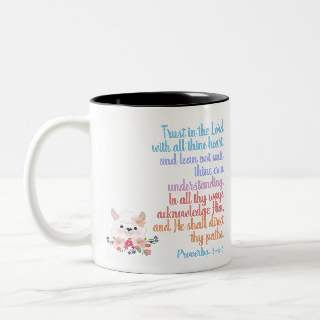 Caneca De Café Em Dois Tons Confie no Senhor Bíblia Verse (Esquerda)