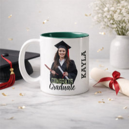 Caneca De Café Em Dois Tons Congrats Graduate Modern Simple Custom Photo