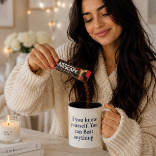 Caneca De Café Em Dois Tons Conheça-se - poderosa citação motivacional para