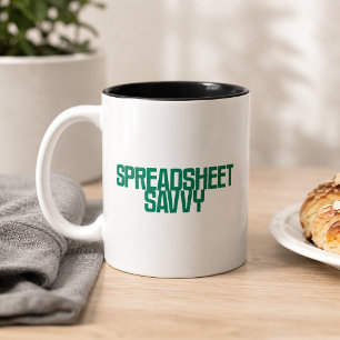 Caneca De Café Em Dois Tons Conhecimento em Planilhas Design de Especialista