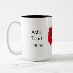 Caneca De Café Em Dois Tons Conjunto de Flores Vermelhas